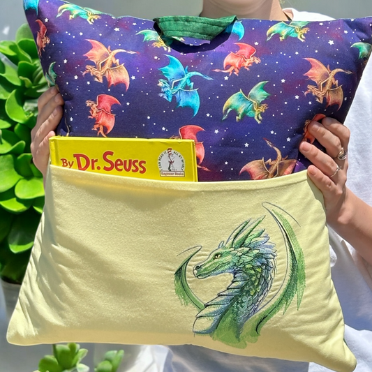 Reading Pillow - Green/Blue Dragon