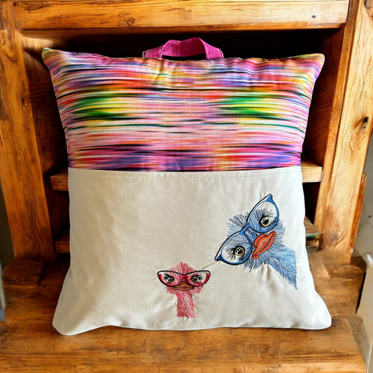 Reading Pillow - Eye Glass Wearing Ostriches