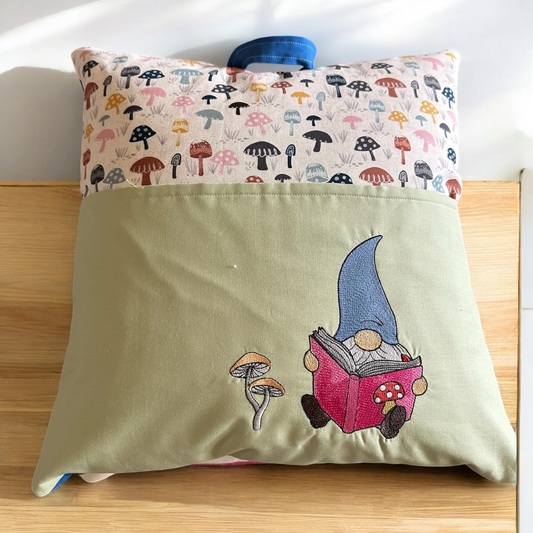 Reading Pillow - Gnome Reading Mushroom Book