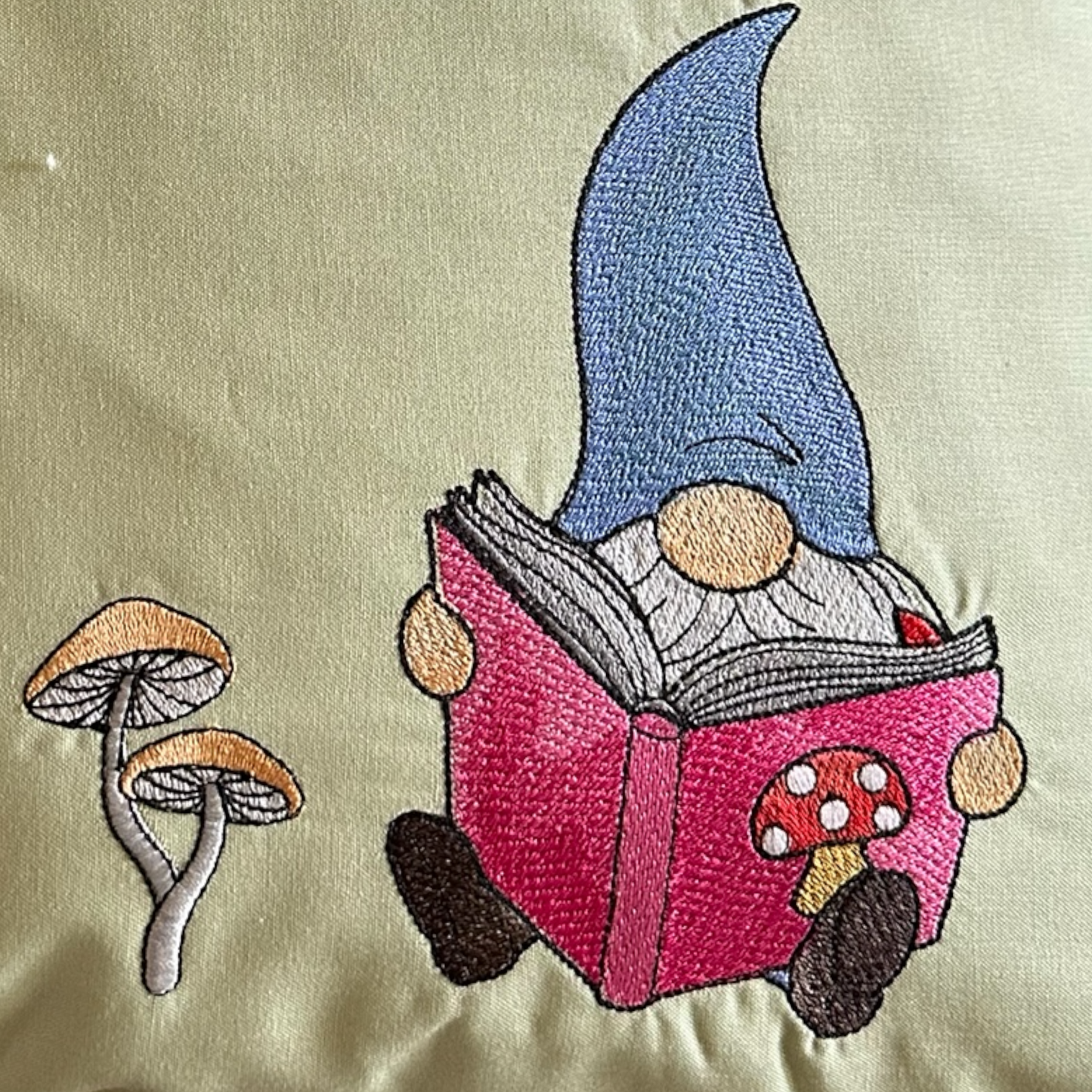 Reading Pillow - Gnome Reading Mushroom Book