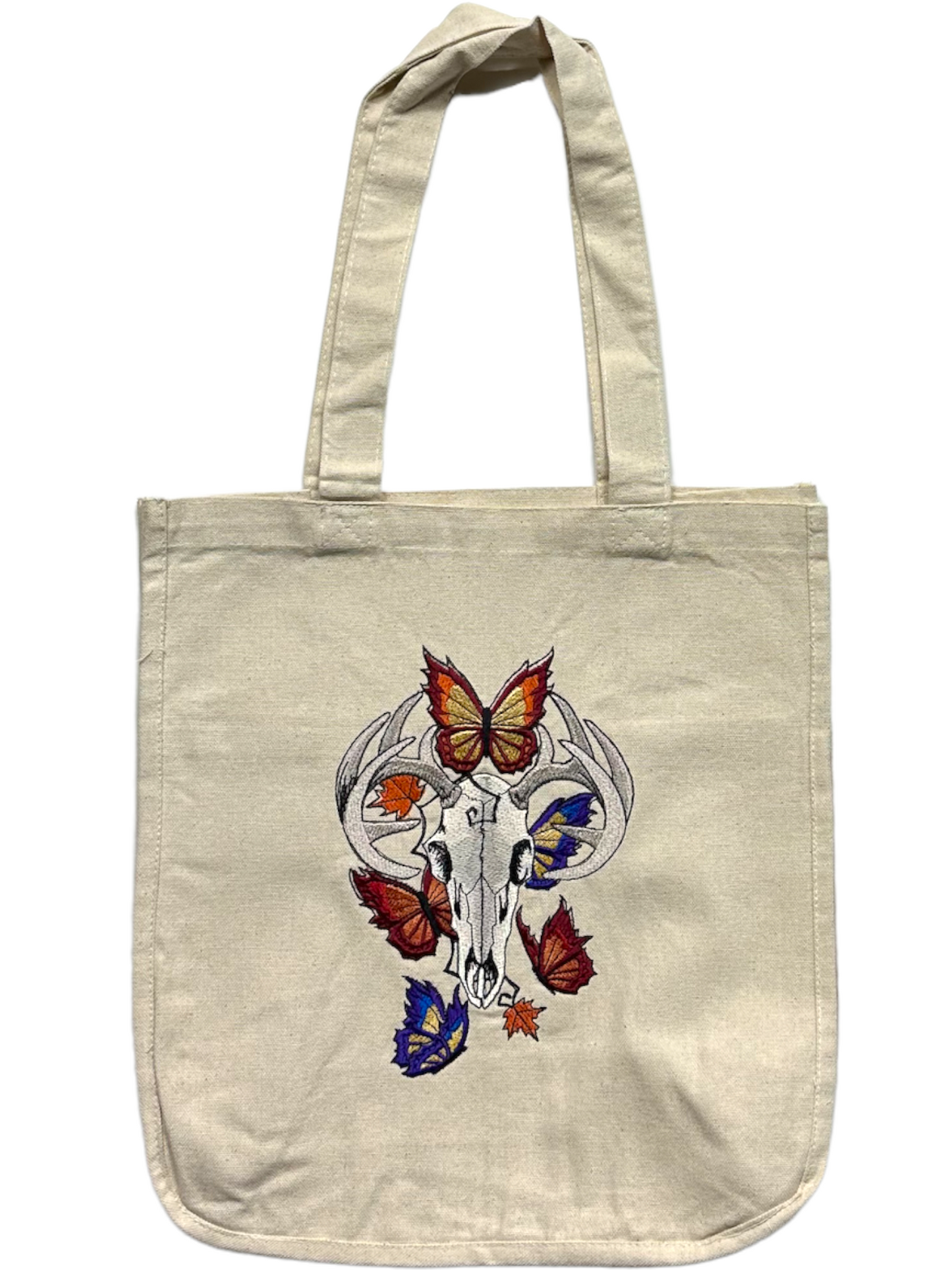 Butterfly and Deer Skull tote